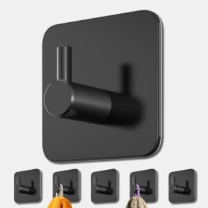 Schwarze Klebehaken für Badezimmer und Küche, 6 Stück extra stark selbstklebende Haken mit hoher Haftkraft