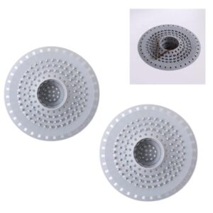 Silikon Abfluss Sieb, Haarsieb für Dusche und Badewanne, Abfluss Sieb mit zwei Einheiten, Grauer Farbton