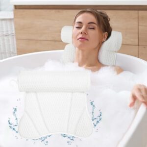 Badewannenkissen mit langen runden Form, 1 Badeball, Saugnapf und Unterstützung für Kopf, Nacken, Schultern und Rücken, passend für alle Badewannen
