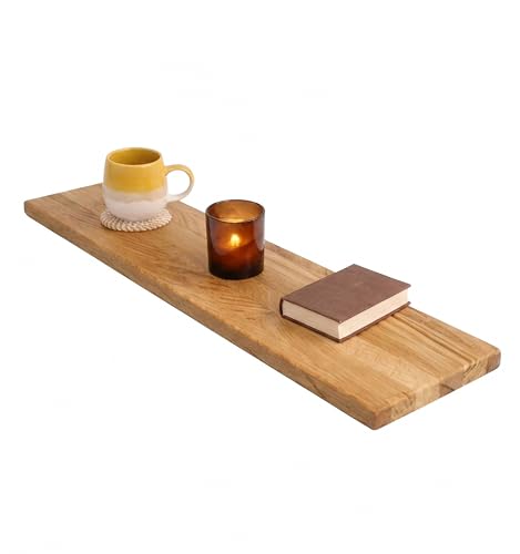 Badewannenablage aus Eiche Massiv, handgefertigt in Bayern, 100% Echtholz, Wasserabweisend durch natürliche Öl-Wachs-Veredelung, Badewannenbrett Unikat, ideal für Tablet-Halterung und Handtuchhalterung