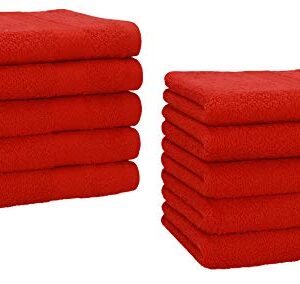 10-teiliges Seiftuch-Set aus 100% Baumwolle, weich und saugstark, Oeko-TEX-Zertifizierung, rot