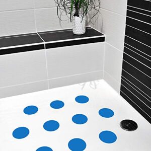 Blaue Anti-Rutsch-Aufkleber als Pads für Dusche & Badewanne, Sticker Zertifiziert rutschhemmend & selbstklebend, als Badematte Duschmatte (10 Stück, 9 cm (ø), Blau)