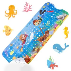 Rutschfeste Badewannenmatte für Kinder mit Meeresbodenmuster, Antirutschmatte für Badewanne, BPA-frei und schimmelresistent