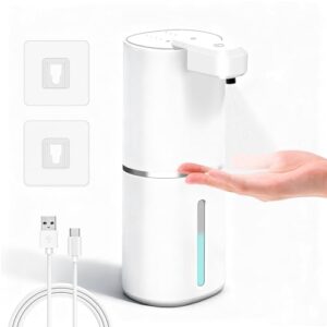 Automatischer Seifenspender mit fortschrittlicher Infrarot-Sensortechnologie, kontinuierliche Ausgabefunktion, 4-stufige Einstellung, IPX5 Wasserdichtes Design, wandmontierbar oder auf der Arbeitsplatte platziert werden