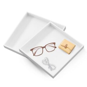 Dekorative Servierplatte für Schmuck, Lebensmittel und Kosmetik in Weiß, ideal für Badezimmer, Küche oder als Schminktisch-Assistent