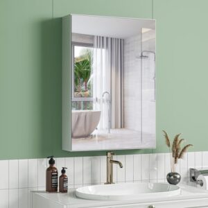 Badezimmerschrank mit Spiegel, weiß, 50 x 70 x 12 cm