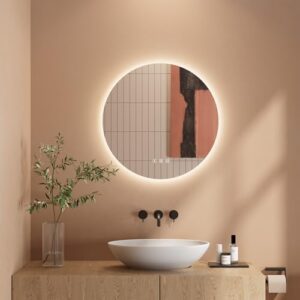 Badezimmerspiegel mit LED-Beleuchtung, Rundform, Touch-Schalter und Dimm-Funktion für ein modernes Bad