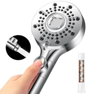 Duschkopf mit Filter, Hochdruck Brausekopf Dusche mit 5+1 Strahlarten, Sparduschkopf mit Filter-Funktion, Wasserstopp-Funktion, Abnehmbar für den Einsatz als Spritzpistole