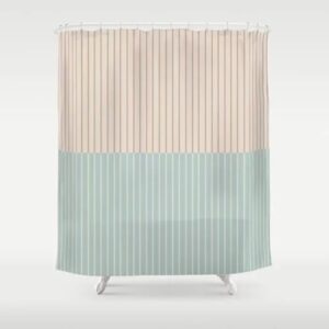 Duschvorhang mit hervorragender Qualität, 200 x 220 cm groß, grün-beige Streifen, einfach und modernes Design, antibakteriell, schimmelresistent, wasserdicht, waschbar, für Badezimmer und Badewannen