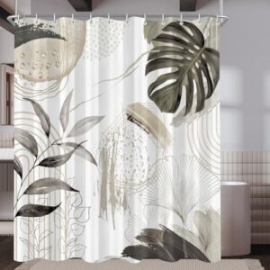 Duschvorhang 180x200 cm mit Grauer Schildkröte und Bambusblättern, wasserdicht und leicht zu reinigen, ideal für Duschen und Badewannen