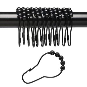 12 Stück Duschvorhang Haken, Metall Ringe aus Edelstahl für Duschvorhangstange mit Gleitsystem, schwarze Farbe