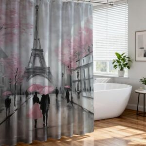 Hobbspring Duschvorhang Set mit Haken, rosa duschvorhang für Badezimmer, hotelwasserfest und quadratisch 183x183cm.