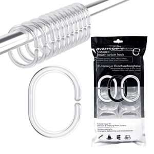Duschvorhangringe in C-Form, 48 Stück, transparente Ringe für Duschfensterstangen aus stabilen Kunststoff