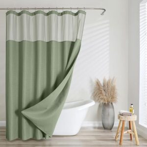 Waffelgewebes Duschvorhang mit Haken, grüner Farbe, 200 x 200 cm, wasserdicht und schwer