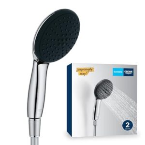Duschkopf mit Schlauch, GROHE Vitalio 110, Handbrause mit zwei Strahlarten und Universalanschluss, chromer Duschkopf für einen sparsamen Wasserbedarf