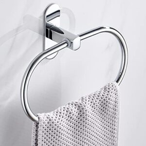Selfklebender Handtuchhalter aus Edelstahl für Bad und Küche, Silberfarbe, Runder Design