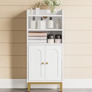 Badezimmerschrank mit 2 offenen Fächern und 2 Türen, Weiß/Gold Farbe, BC48213G