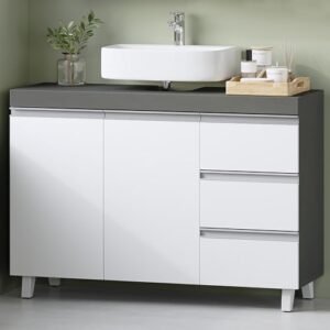 Waschbeckenunterschrank mit 3 Schubladen und 2 Türen, ideal für ein perfektes Badezimmer