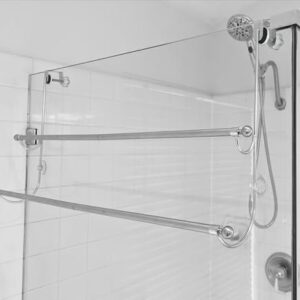 Praktischer Edelstahl-Handtuchhalter für Glasduschwand oder Abtrennung mit 2 Etagen und silikon-beschichteten Saugnäpfchen, ideal für Menschen mit besonderen Bedürfnissen