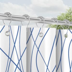 Praktischer und stilvoller Duschvorhang mit Metallringsystem, ideal für jeden Duschkopf. Wasserdicht, antibakteriell und aus robuster Polyester-Folie hergestellt.