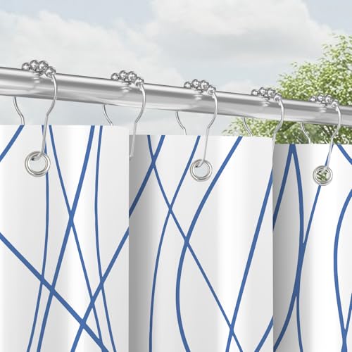 Praktischer und stilvoller Duschvorhang mit Metallringsystem, ideal für jeden Duschkopf. Wasserdicht, antibakteriell und aus robuster Polyester-Folie hergestellt.