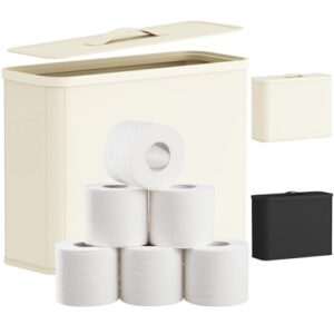 Lifewit Toilettenpapier Aufbewahrungskorb, Bambus Badezimmer Organizer Aufbewahrungsschrank für Klopapier, Toilet Paper Behälter für Badezimmer, Waschküche, 43 x 17 x 33cm, 23L Cremeweiß