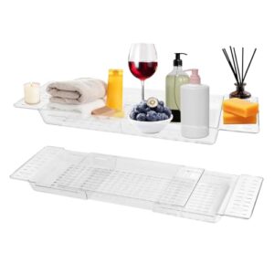 Verstellbare Badewannenablage mit Ablauf für Bücher, iPad, Handy und Wein