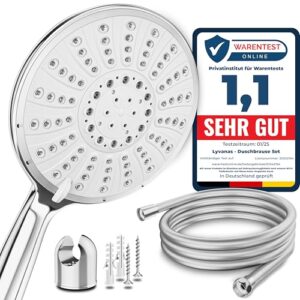 Duschkopf mit Schlauch und Halterung, 5 Strahlarten, Regendusche, Premium Set 2025