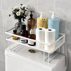 Badezimmerregal mit großer Kapazität, über der Toilette installierbar, ohne Bohrungen nötig, aus rostbeständigem dickem Stahl, weißes Design