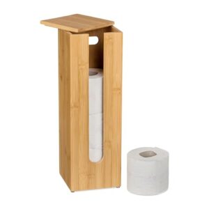Toilettenpapier-Aufbewahrung aus Bambus, für 4 Rollen, Toilettenpapierbehälter stehend, HBT 42x13,5x13,5 cm, Natur