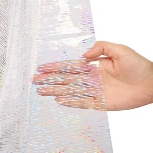 Holografischer 3D-PVA-Duschvorhang mit Glitzerlinien und transparentem Kunststoff für Badezimmer, hochwertig und schillernd