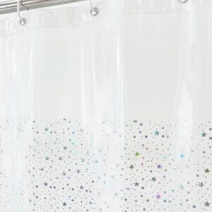 Transparenter PEVA-Duschvorhang mit holografischen Glitzersternen, leicht und wasserabweisend für Badezimmer, rostfrei und wasserdicht