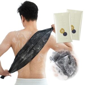 SHIMOYAMA Peeling Badetuch, 2-Pack Nylon Scrubber Badetuch, extra langer Körper Scrub Dusche Schwamm Reiben Waschtuch für Männer Frauen
