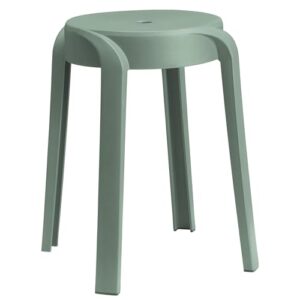 Spetebo Kunststoff Sitzhocker hellgrün 46x30 cm, belastbar bis 120 kg, Mehrzweck Stapelhocker rutschfest rund, Tritthocker Küchenhocker Stapelstuhl Stuhl ohne Lehne Hocker für Bad Wohnzimmer Küche
