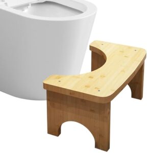 Bamboo Toilet Brush, Holz Toilettenhocker, WC Hocker für Erwachsene, Komfortable Toilettenhocker mit natürlicher Bambus-Konstruktion und ergonomischer Form