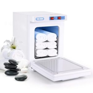 Kompakter Handtuchwärmer mit UV-Sterilisator für die Kosmetik und Friseurbranche, ideal für Spa-Studios und zuhause.