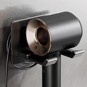 ULMDUEAEE Aluminium Fönhalter ohne Bohren, Wandhalterung für Bad, Barbershop oder Hotel - Mit Kabelaufbewahrung und praktischem Design