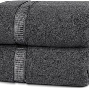Zwei großformatige Badetücher aus Baumwolle mit Aufhängern, Made in 100% ringgesponnener Baumwolle, perfekt fürs Badezimmer und Sauna.