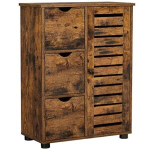 VASAGLE Badezimmerschrank, schmaler Badschrank mit 3 Schubladen und verstellbarer Ablage, ideal für kleine Räume