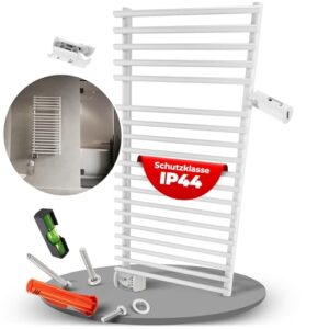 Elektrischer Badheizkörper 450W Handtuchwärmer mit Stecker TÜV-zertifiziert IP44 Frostsicher bis -15 °C für Badezimmer Gäste-WC und Gartenhäuser