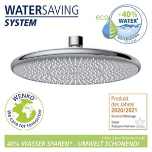Wassersparendes Regenduschen-System mit WENKO Wasserspar Regenduschkopf Watersaving, ABS-Kunststoff, Chrom/Grau, rund, Ø 22,5 cm
