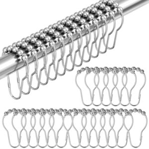 Duschvorhangring aus Edelstahl mit 48 Haken und Gleitsystem, silberfarben