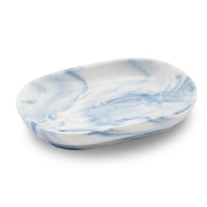 Keramische Seifenschale in blauer Farbe mit Marmormuster, ideal für Badezimmer und Küche