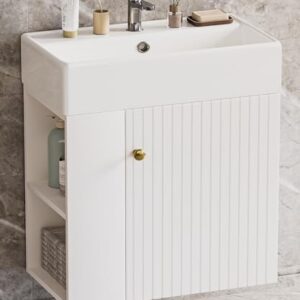 Moderner Hängend Badmöbel Set für Gäste WC, Wandmontierung, Kleine Bäder, Weiß