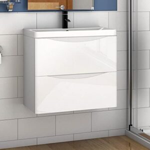 Modernes Badmöbel Set mit Hochglanz-Weiß Unterschrank und Waschbecken für ein elegantes Badezimmer