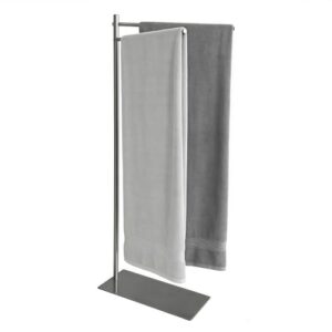 Handtuchhalter für Badezimmer und Gäste-WC, 2 Stangen, Platzsparend mit extra massivem Standfuß, Badetuchhalter (32 x 29 x 78 cm)