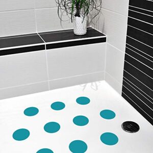 Anti-Rutsch-Aufkleber als Pads für Dusche & Badewanne, Sticker Zertifiziert rutschhemmend & selbstklebend, als Badematte Duschmatte (10 Stück, 9 cm (ø), Türkis)
