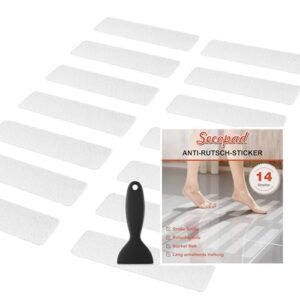 Anti-Rutsch-Badewannen-Sticker, transparent und selbstklebend, mit Kunststoffschaber - Anti-Rutsch-Aufkleber für Dusche & Badewanne (4x20 cm)