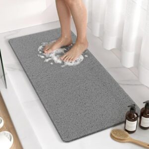 HITSLAM Duschmatte rutschfest, 88 x 40cm Lange Antirutschmatte Badewanne, Weicher PVC-Luffa Badewannenmatte rutschfest, Ohne Saugnapf Badematte, Schnelltrocknend und Leicht zu Reinigen