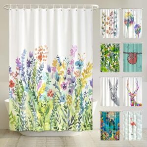 Bunter Duschvorhang mit Blumen-Design, recycelt und öko-tex-zertifiziert, ideal für Badezimmer und Umweltschutz